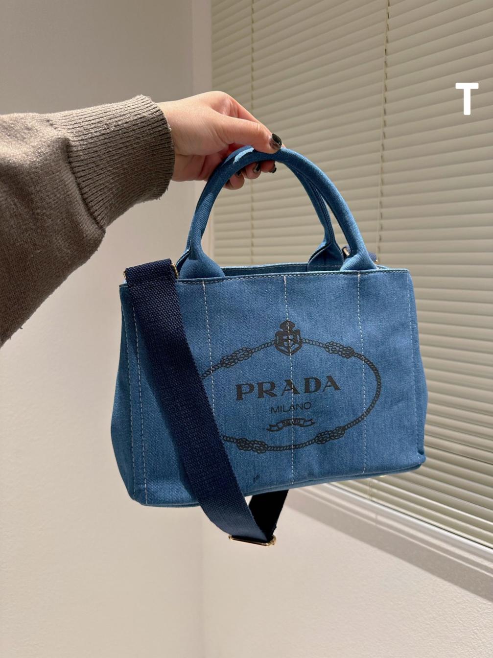 Prada blue Denim handbag 131576