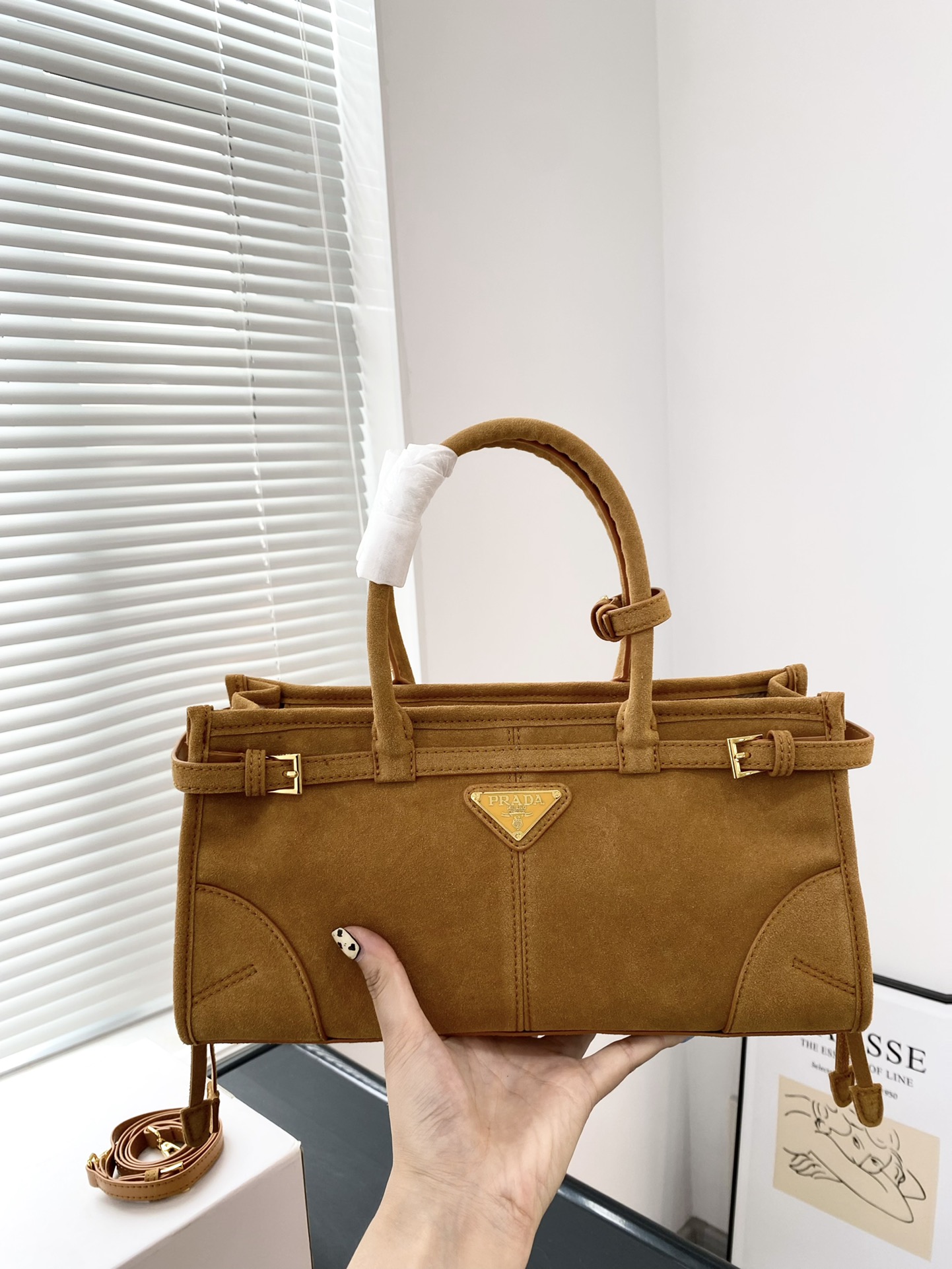 Prada suede soft luxury handbag
