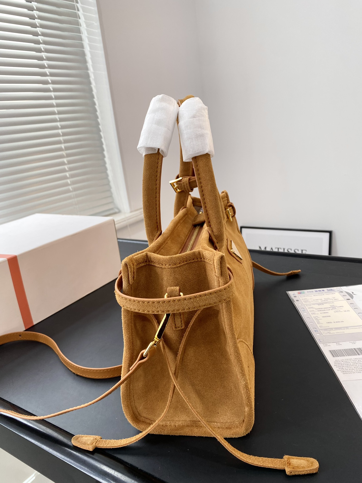 Prada suede soft luxury handbag