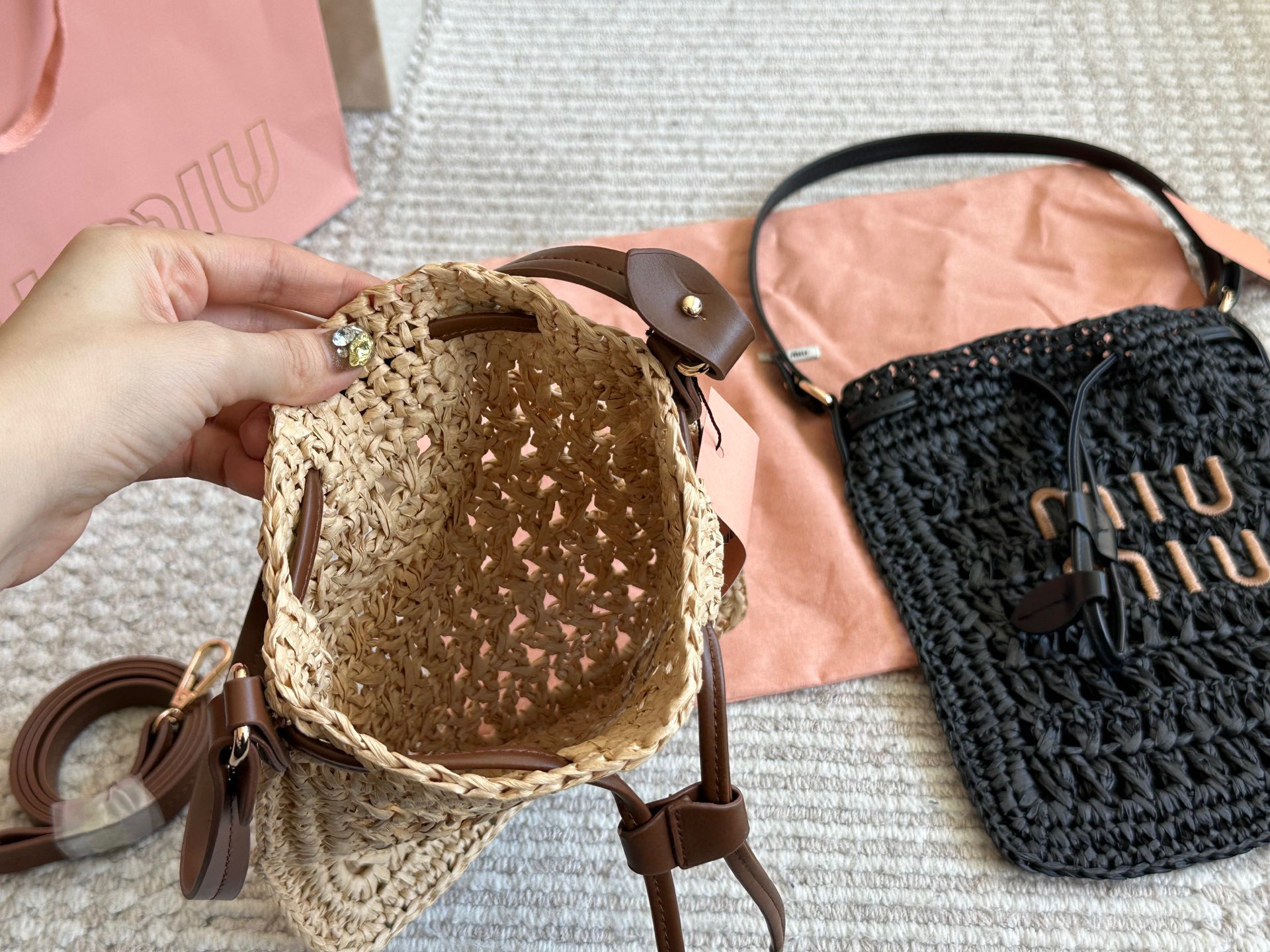 MIUMIU Small Lafite straw bag 135937