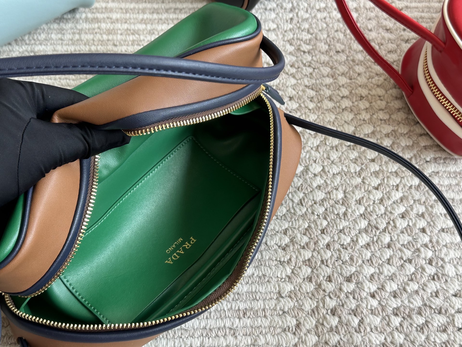 Prada Green cowskin leather handbag