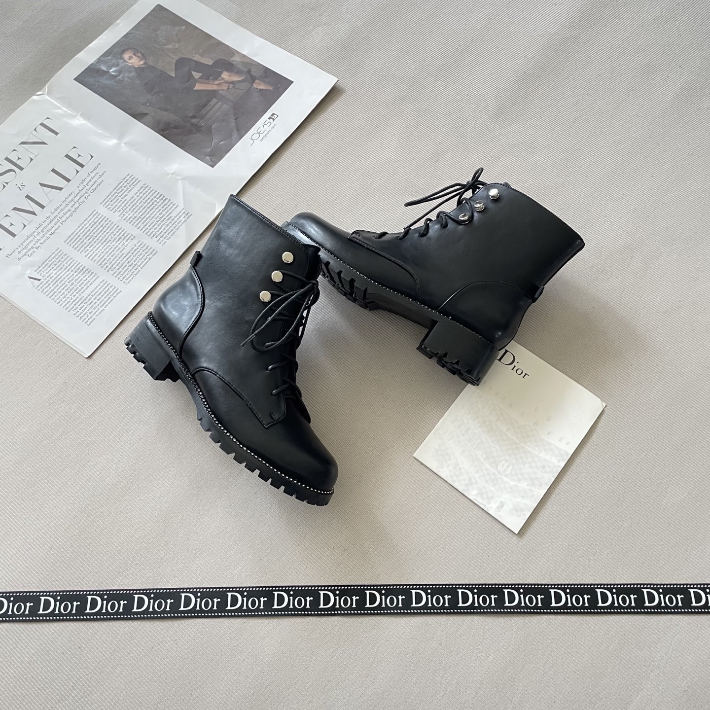 DIOR flat diamonds short boots